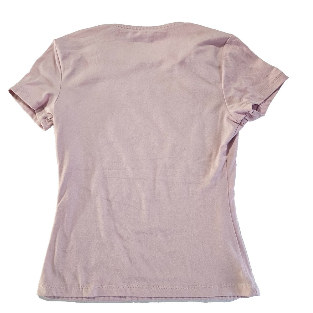 Harper & Ivy Womens Light Pink Short Sleeve Top Small Stretch Fitted Basic Tee - Picture 2 of 3